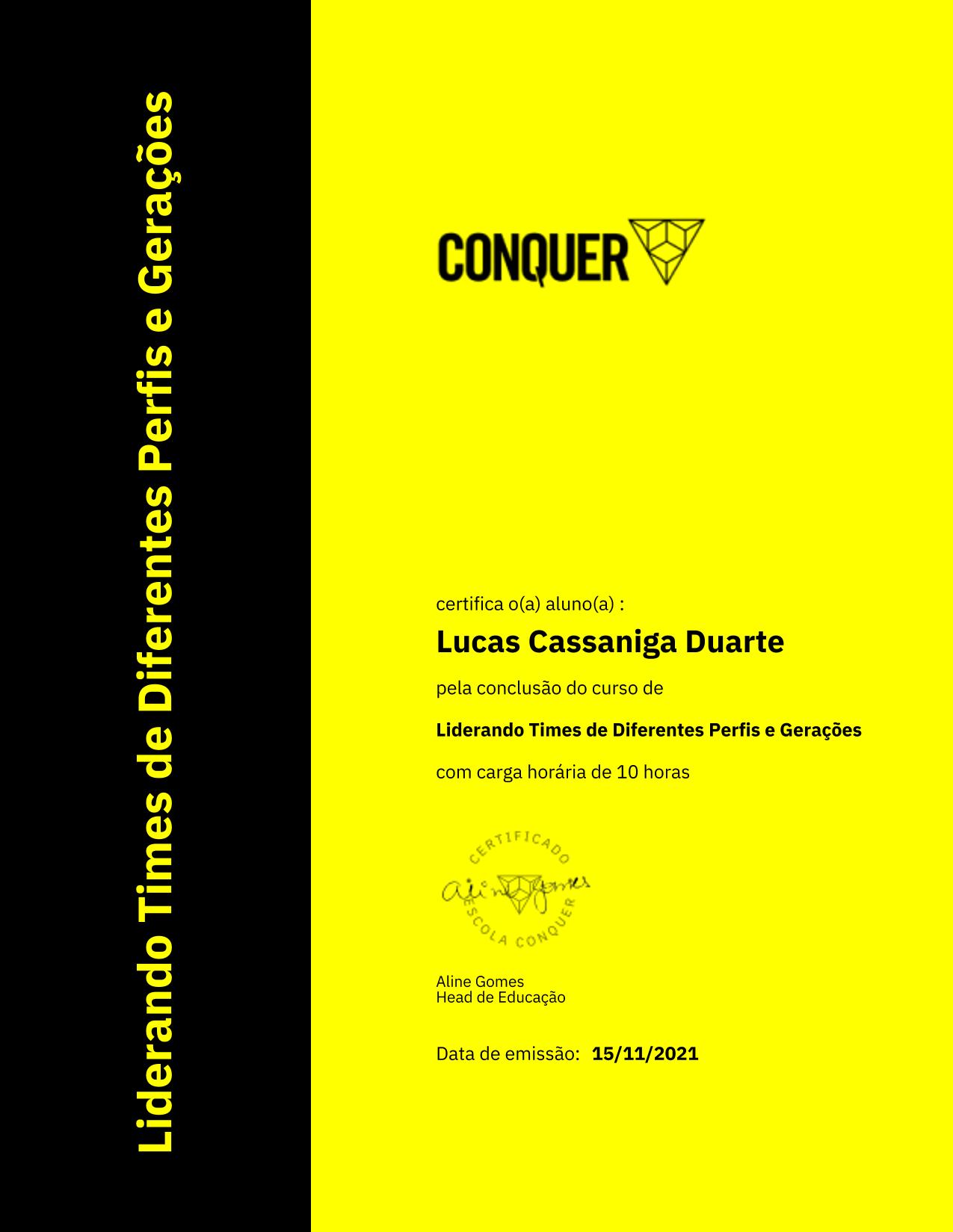 Certificado de Liderando Times de Diferentes Perfis e Gerações